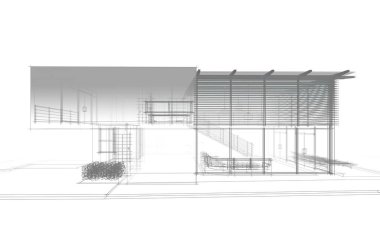 Binanın mimari 3d çizim çizim ev