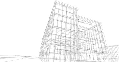 Binanın mimari 3d çizim çizim ev