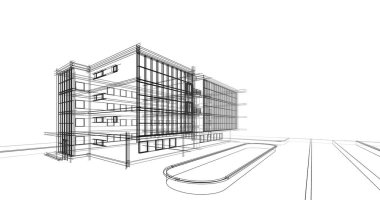 Binanın mimari 3d çizim çizim ev