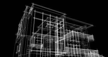 Ev kavramı kroki 3d çizim