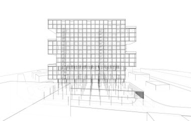 mimari çizimleri 3B illüstrasyon - illüstrasyon