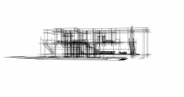 Ev kavramı kroki 3d çizim