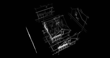 mimari çizimleri 3B illüstrasyon - illüstrasyon