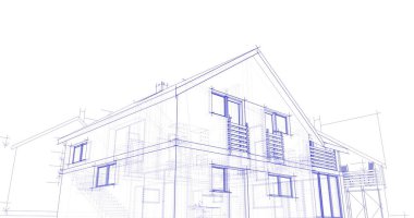 mimari çizimleri 3B illüstrasyon - illüstrasyon