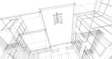 Arkaplanda mimari bina 3d illüstrasyon,