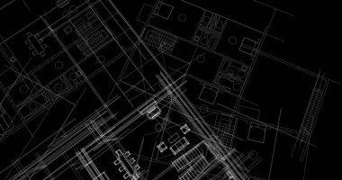 mimari çizimleri 3B illüstrasyon - illüstrasyon