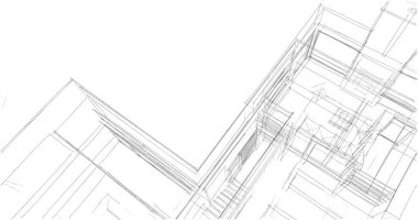 Binanın mimari 3d çizim çizim ev