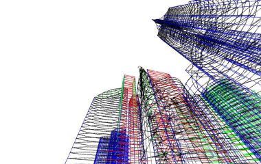 mimari çizimleri 3B illüstrasyon - illüstrasyon