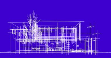 Binanın mimari 3d çizim çizim ev