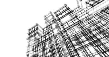 şehir mimarisi ve binalar 3D çizimi 