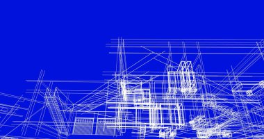 mimari çizimleri 3B illüstrasyon - illüstrasyon