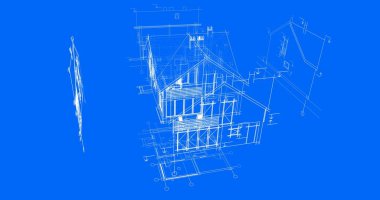 mimari çizimleri 3B illüstrasyon - illüstrasyon
