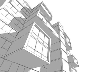 Binanın mimari 3d çizim çizim ev