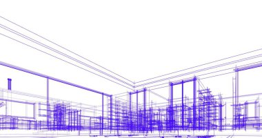 Ev kavramı kroki 3d çizim