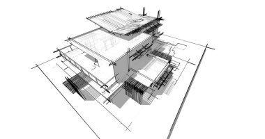 Ev kavramı kroki 3d çizim