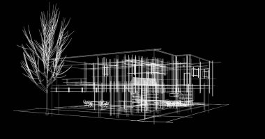 mimari çizimleri 3B illüstrasyon - illüstrasyon