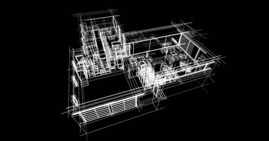 Ev kavramı kroki 3d çizim
