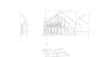 mimari çizimleri 3B illüstrasyon - illüstrasyon