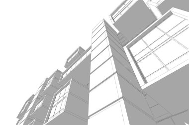 mimari çizimleri 3B illüstrasyon - illüstrasyon