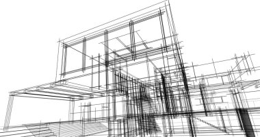 Ev kavramı kroki 3d çizim