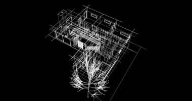 mimari çizimleri 3B illüstrasyon - illüstrasyon