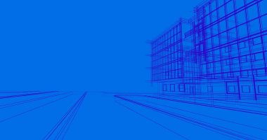 Binanın mimari 3d çizim çizim ev