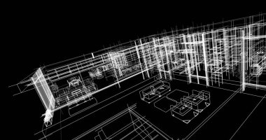 Ev kavramı kroki 3d çizim