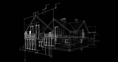 mimari çizimleri 3B illüstrasyon - illüstrasyon