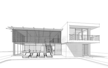 mimari çizimleri 3B illüstrasyon - illüstrasyon