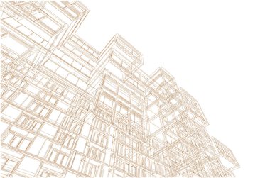 Binanın mimari 3d çizim çizim ev