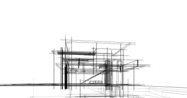 Ev kavramı kroki 3d çizim