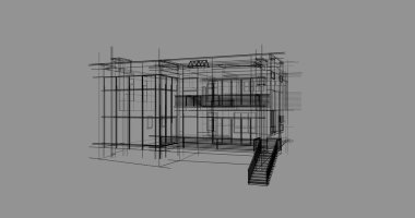 Ev kavramı kroki 3d çizim