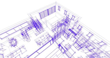 Ev kavramı kroki 3d çizim