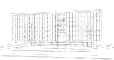 Binanın mimari 3d çizim çizim ev