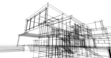 Ev kavramı kroki 3d çizim