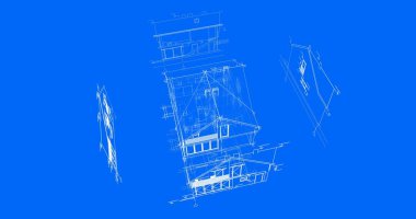 mimari çizimleri 3B illüstrasyon - illüstrasyon