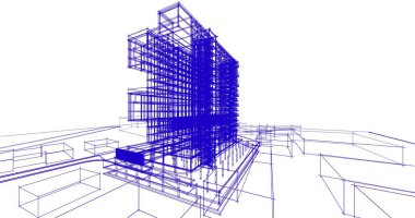 mimari çizimleri 3B illüstrasyon - illüstrasyon