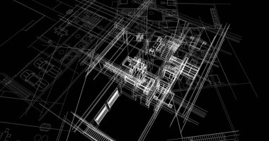 mimari çizimleri 3B illüstrasyon - illüstrasyon