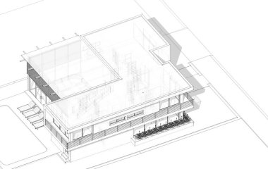 mimari çizimleri 3B illüstrasyon - illüstrasyon