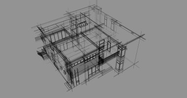 Ev kavramı kroki 3d çizim