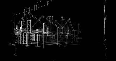 Binanın mimari 3d çizim çizim ev