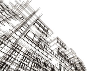 mimari çizimleri 3B illüstrasyon - illüstrasyon