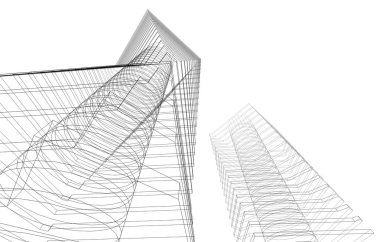 Binanın mimari 3d çizim çizim ev