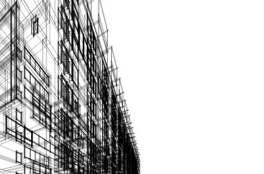 mimari çizimleri 3B illüstrasyon - illüstrasyon