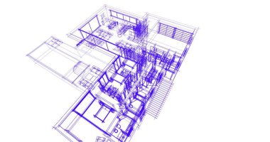 Ev kavramı kroki 3d çizim