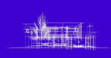 mimari çizimleri 3B illüstrasyon - illüstrasyon