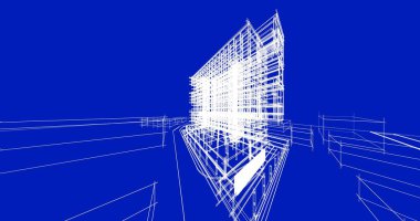 Binanın mimari 3d çizim çizim ev