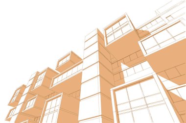 Binanın mimari 3d çizim çizim ev