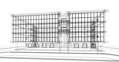 Binanın mimari 3d çizim çizim ev