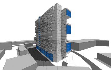 mimari çizimleri 3B illüstrasyon - illüstrasyon